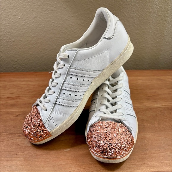 Adidas Superstar 80s 3D Metal Rose Gold Toe Trainer Sneakers, Womens size 7.5 - Picture 1 of 12
